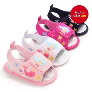 Dép xỏ ngón theo chủ đề nàng tiên cá cho bé gái 0-18 tháng tuổi - Bộ đồ tập đi mùa hè bằng vải Cotton thoáng khí