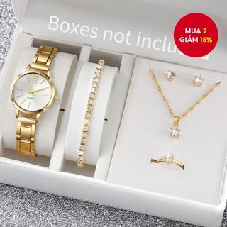  Bộ 6 Đồng Hồ Nữ Đồng Hồ Thạch Anh Dây Hợp Kim Unisex Thời Trang Rosivga Có Kim Cương Giả Trang Sức Thời Trang  Không Hộp  