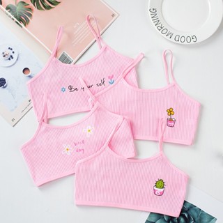 Combo 4 Áo Lá Học Sinh Bé Gái Cotton Kháng Khuẩn – Áo Lót Thoáng Mát, Thấm Hút Mồ Hôi, In Hình Dễ Thương