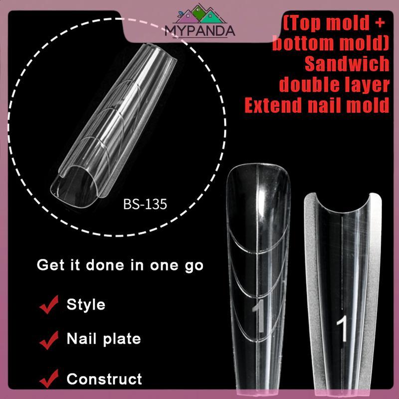 MYPANDA Sandwich Dual Nail Forms 240 chiếc 15size Extensions-Dual Forms Coffin Almond Nail Forms Top