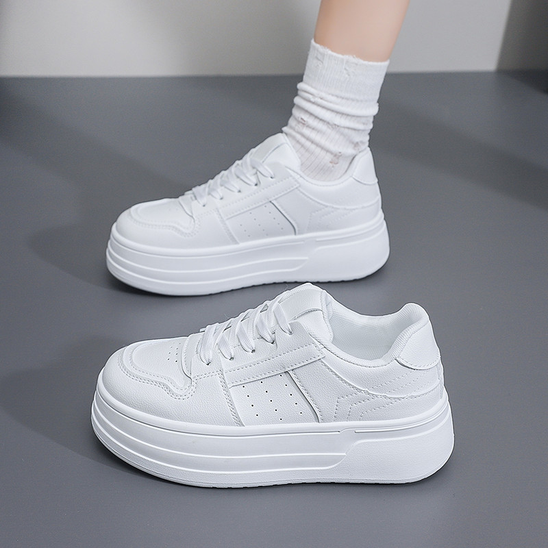 Women's Flat Fashion Korean Style Casual BK6903Spring Thick-Soled White Sneakers for Women