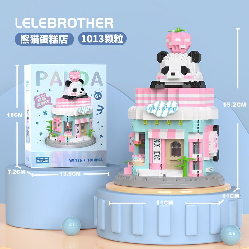 Panda Bookstore Tương Thích Lego Thu Nhỏ Hạt Khối Xây Dựng Cafe Bánh Shop Lắp Ráp Đồ Chơi Hợp Thời T