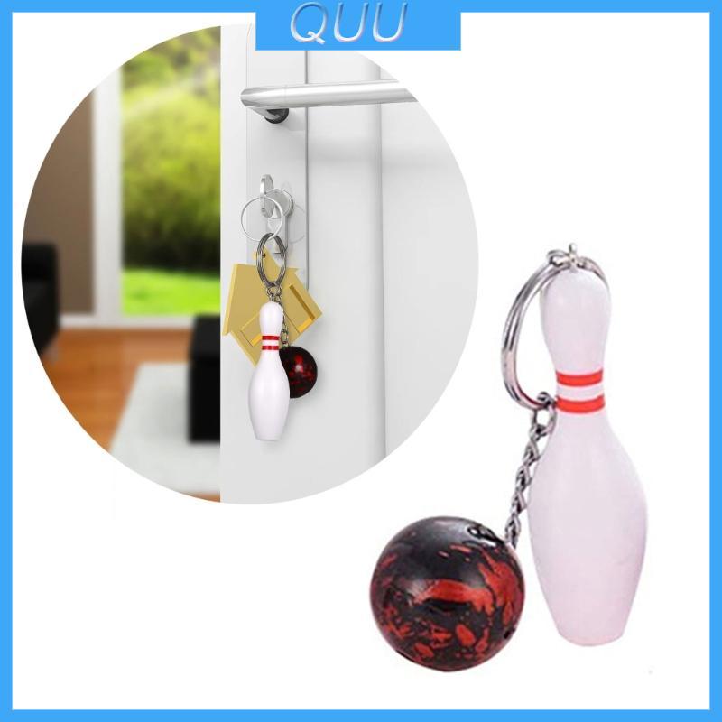 QUU Bowling Móc Chìa Khóa Bowling Pin Móc Khóa Móc Khóa Bowling Pin Mặt Dây Chuyền Treo Trang Trí Xe