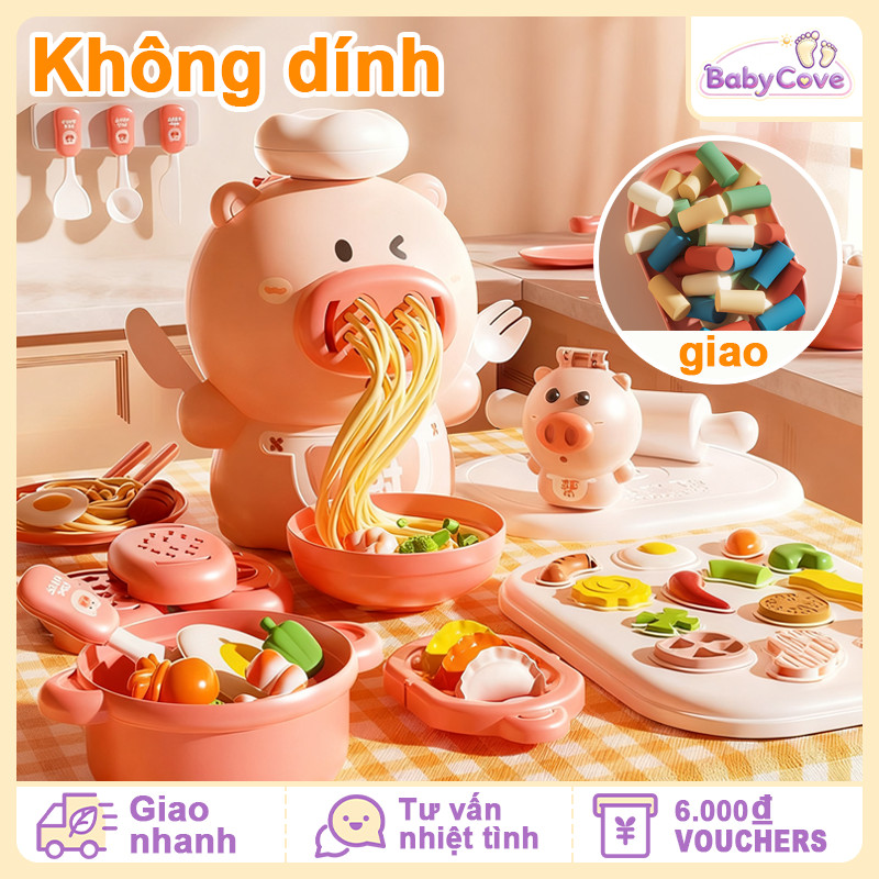 Bộ Đồ Chơi Nặn Đất Sét Làm Mì Làm Bánh Sáng Tạo, Kèm Khuôn Và Dụng Cụ Đất Nặn An Toàn Cho Bé Học Nấu Ăn