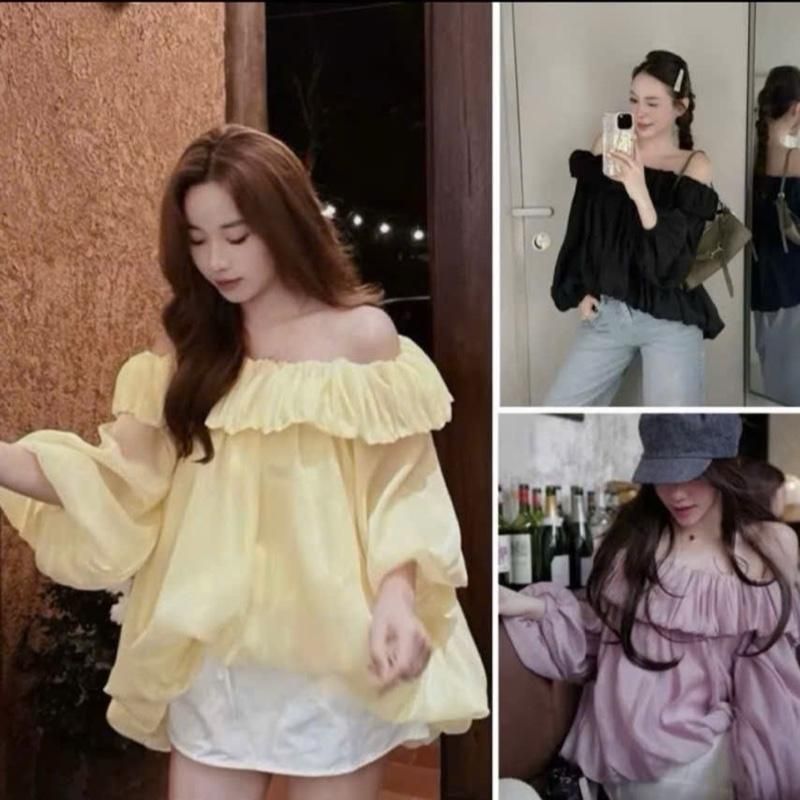 ÁO TRỄ VAI BÍ NHÚN BÈO TAY DÀI CHẤT VOAN TƠ BỒNG BỀNH Kieupham.shop | BigBuy360 - bigbuy360.vn