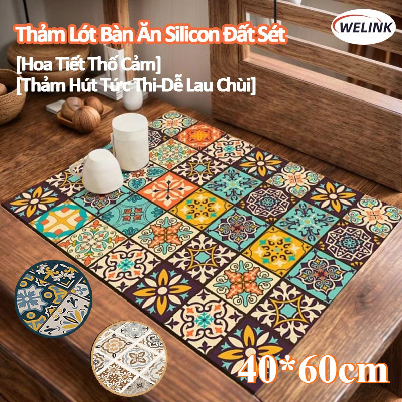 Thảm Lót Bàn Ăn Silicon Đất Sét 40*60cm-Thảm Nhà Bếp Thấm Hút Nước Nhanh Khô，Thảm Lót Ly Thấm Nước