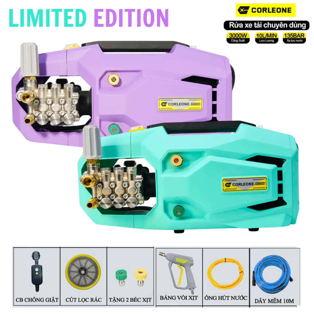 Máy Rửa Xe Cao Áp Colorone G800 Phiên Bản Giới Hạn 3000W Uy Lực– 135Bar – Lõi Đồng Ti Sứ – Màu Paste