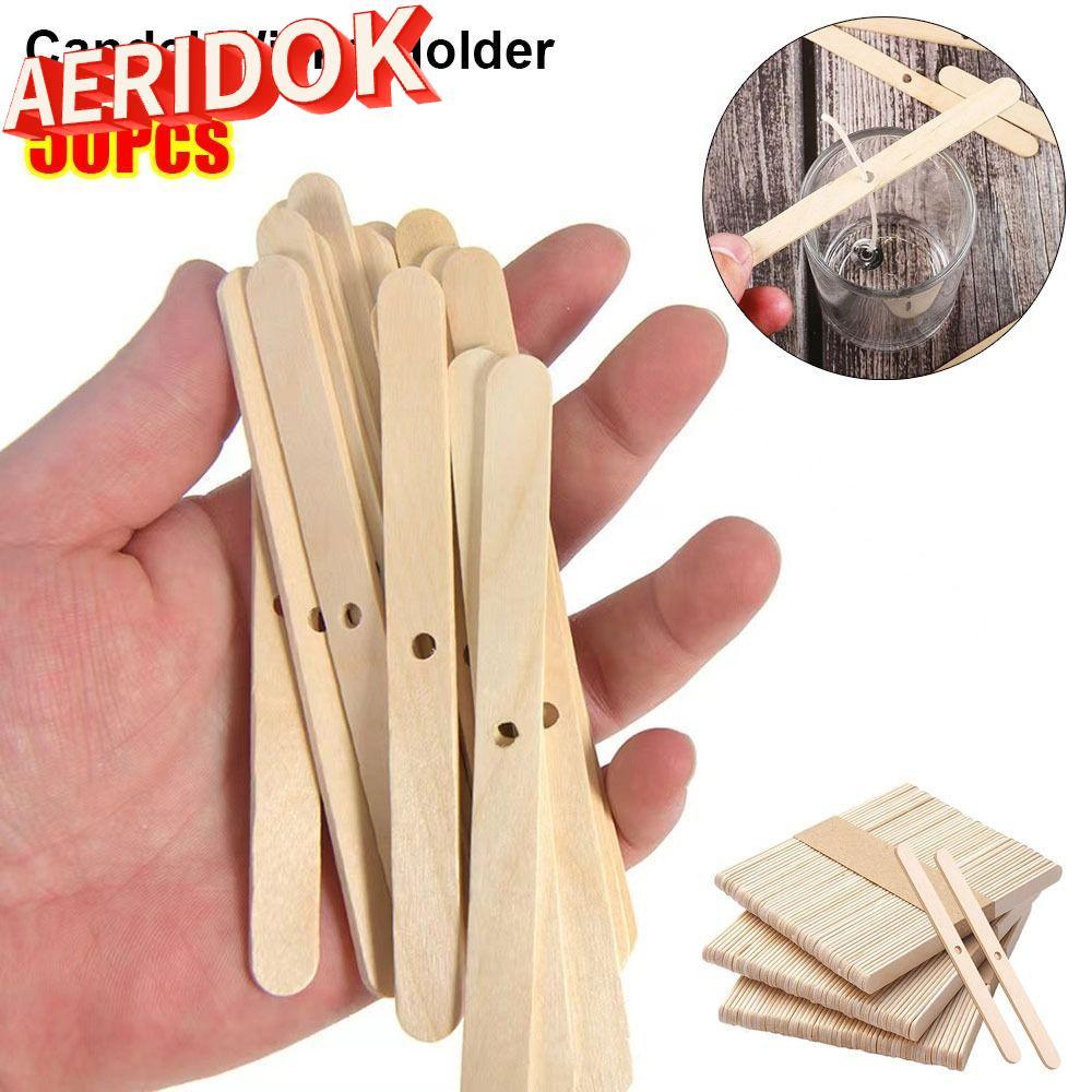 AERIDOK 50 Cái Giá đỡ bấc Candel, Dụng cụ làm Candel DIY bằng gỗ, Phụ kiện candel thiết bị định tâm 