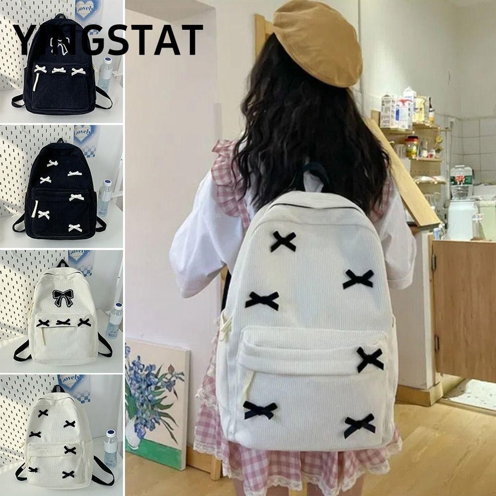 YINGSTAT School Backpack , Women's Large-Capacity Velvet Backpack, Lightweight Cute Fashion School B