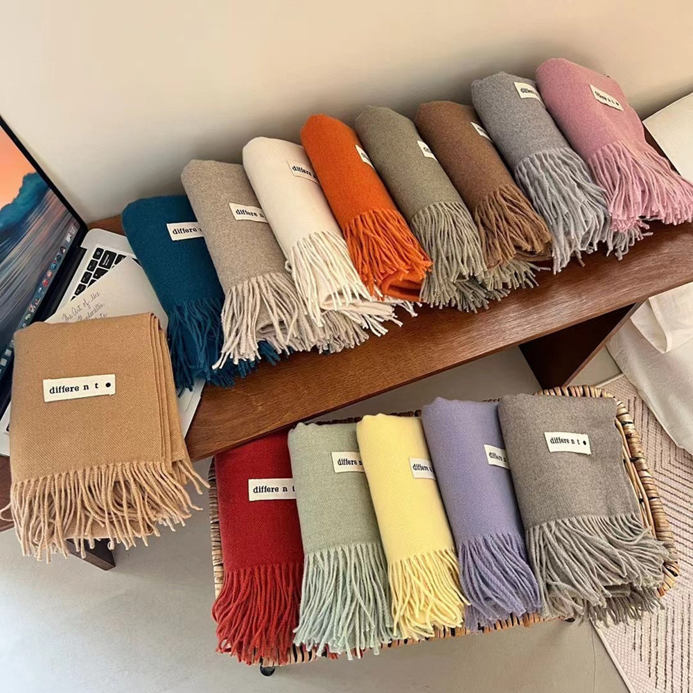 Khăn Choàng Len Dạ Trơn Different Màu Pastel Mềm Ấm Phong Cách Basic Hàn Quốc