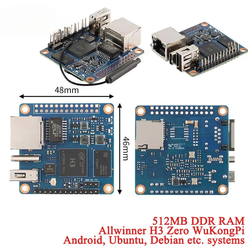 Allwinner H3 Zero WuKongPi Mô-đun phát triển LCD 256MB / 512MB Máy tính bảng đơn Linux Phát triển lõ
