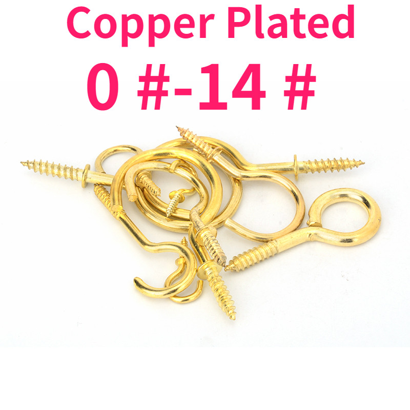 Vít tự khai thác mạ đồng (đóng / mở) vít mắt cừu, móc mắt cừu dấu hỏi, móc đèn, móc mở rộng, ốc vít 