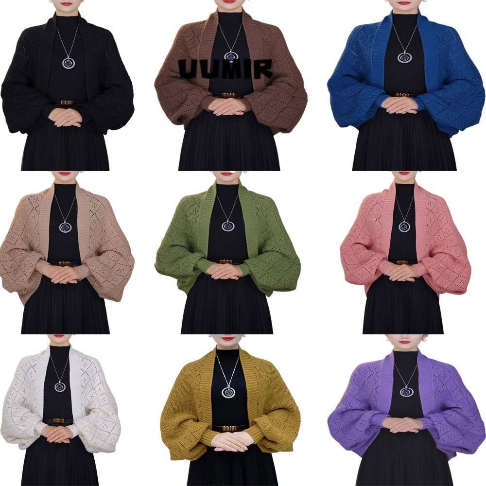 Khăn choàng dệt kim UUMIR, Áo len Cardigan tính khí Áo khoác ngoài vai Khăn mùa thu đông, Bảo vệ cột sống cổ ấm áp dài tay ấm áp dành cho nữ
