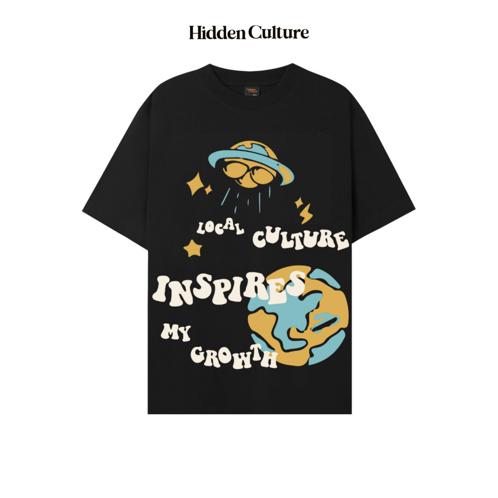Áo Thun Oversize Hidden Culture - GLOBE T-SHIRT - Black