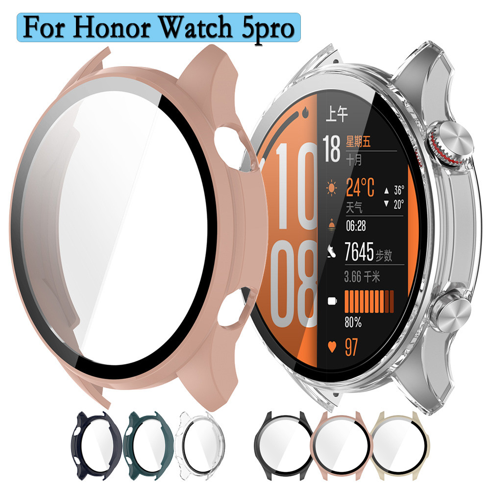 Vỏ đồng hồ cho Honor Watch 5pro Vỏ đồng hồ PC 2 trong 1 có màng kính cường lực bảo vệ Vỏ đồng hồ bảo