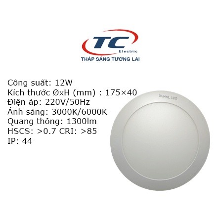 Đèn LED panel tròn gắn nổi 12W Duhal KDGC512