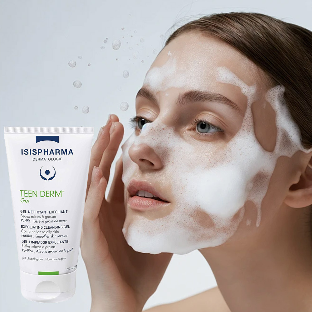 Exfoliating Cleansing Gel ISIS PHARMA TEEN DERM GEL Combination Oily Skin 150ml