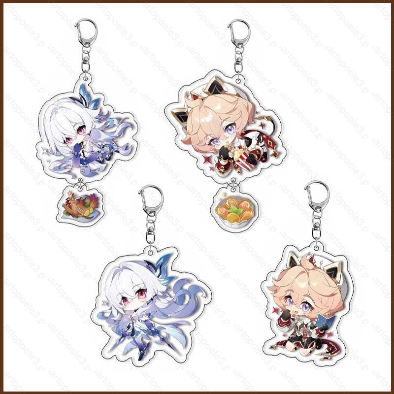 ST3 Genshin Tác Động Acrylic Móc Khóa Dahlia Mặt Dây Chuyền Skirk Túi Phụ Kiện Trò Chơi Anime Ngoại 