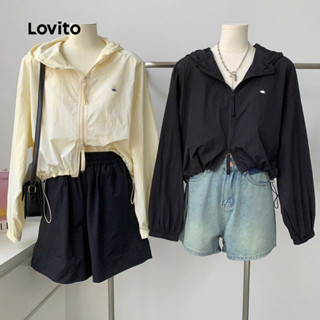  Lovito Áo khoác thể thao chống nắng Áo khoác thể thao nhanh khô Dây kéo mùa mưa đi xe đạp Jaket dành cho nữ LNE116X031 