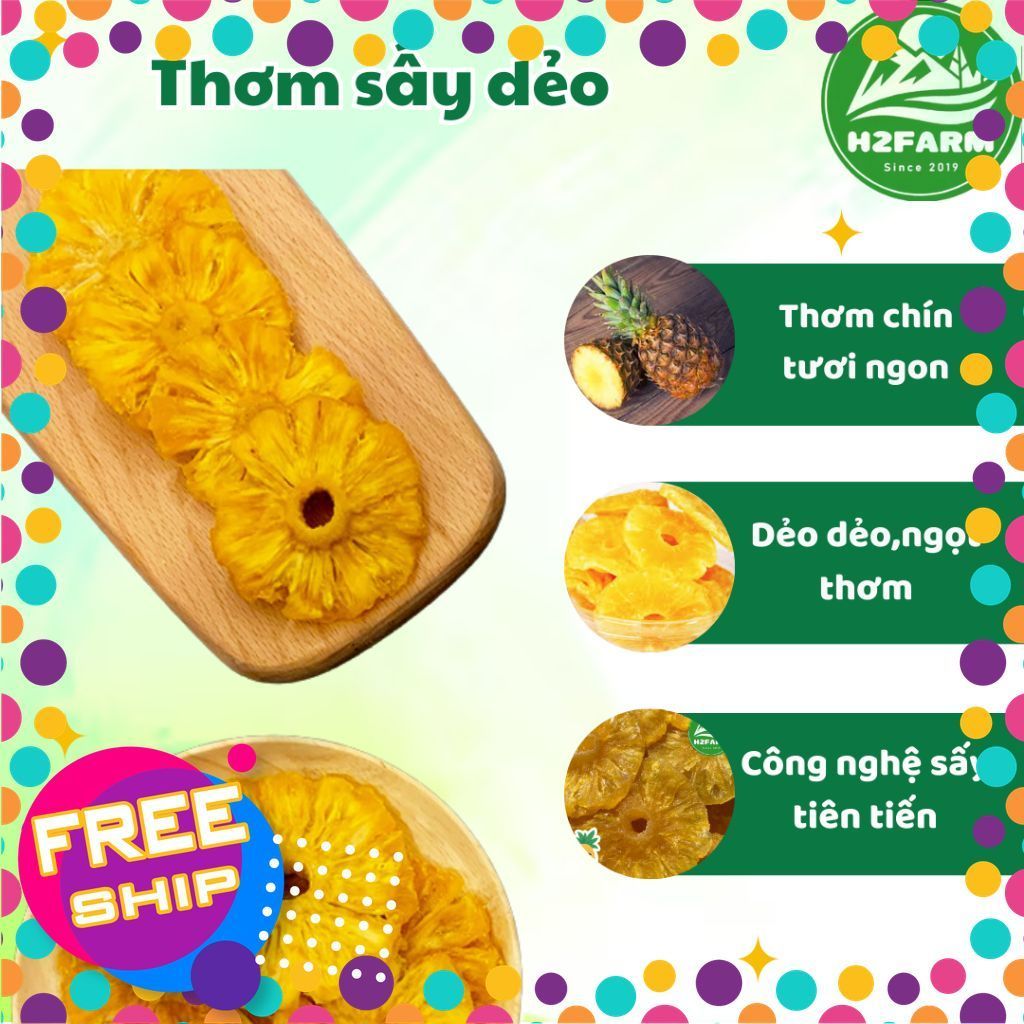 Thơm sấy dẻo - H2farm - Ngọt Thơm - Snack food - Ăn Vặt - Đặc sản Đà lạt nhà H2farm