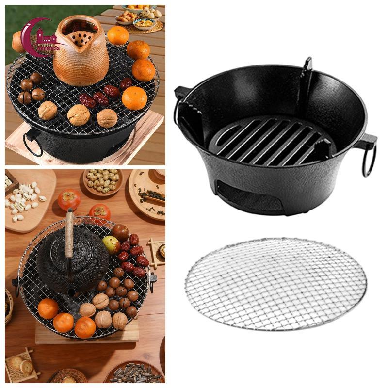 Bếp cắm trại Almencla Bếp nướng than BBQ Mini có giá lưới than Hibachi Grill