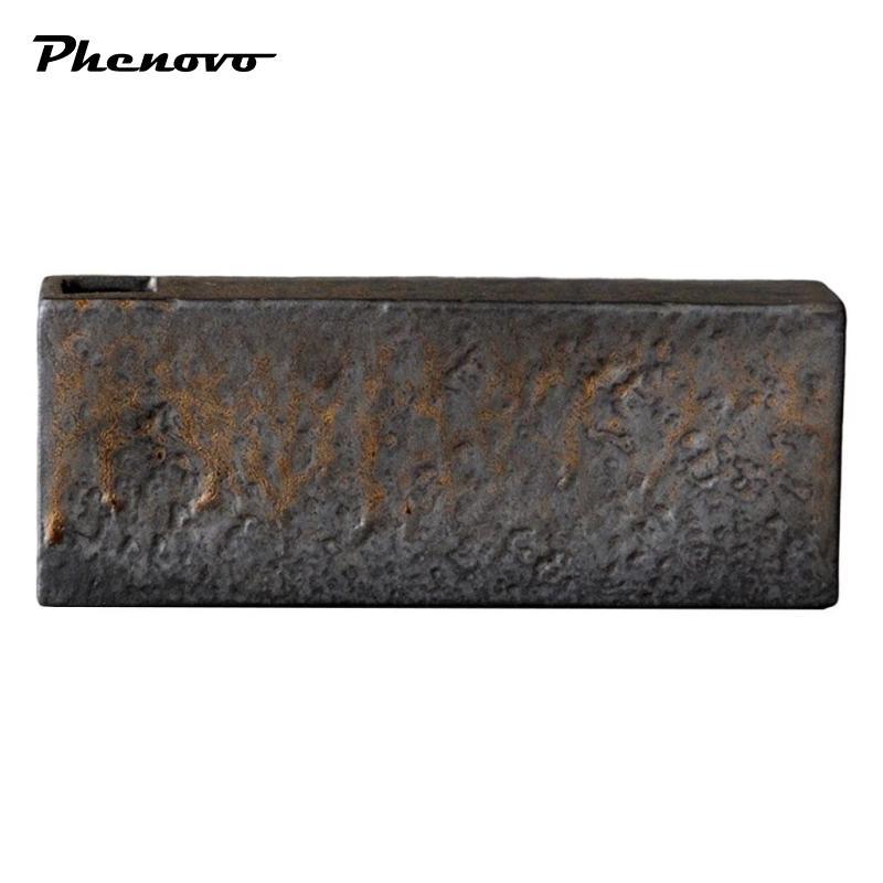 phenovo Bình gốm Ikebana Chậu cây trang trí hình chữ nhật vuông Bó hoa để bàn Chậu trồng cho văn phò