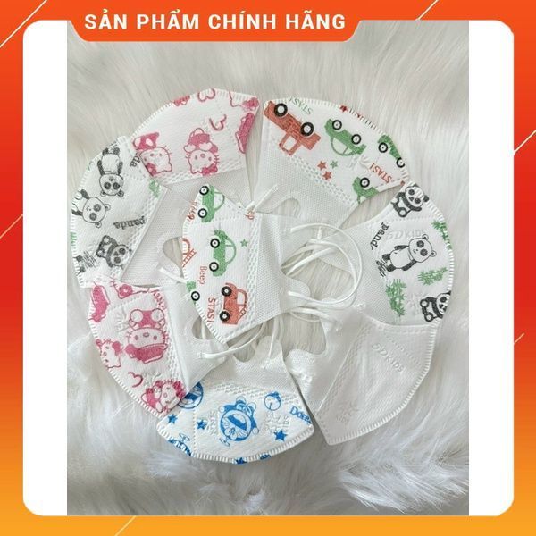 100 chiếc Khẩu trang 5d bé NNK 2-6 tuổi hình hoạ tiết dễ thương