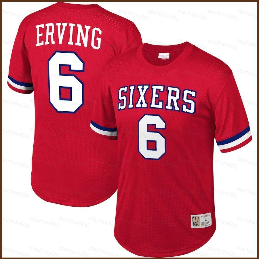 Áo thun NBA 76ers Erving Jersey - Áo thể thao cổ tròn unisex, kích cỡ đa dạng