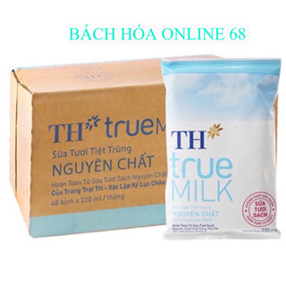  Thùng 48 bịch sữa TH TRUE MILK không đường 220ml - date 2026   Bách Hóa Online 68  