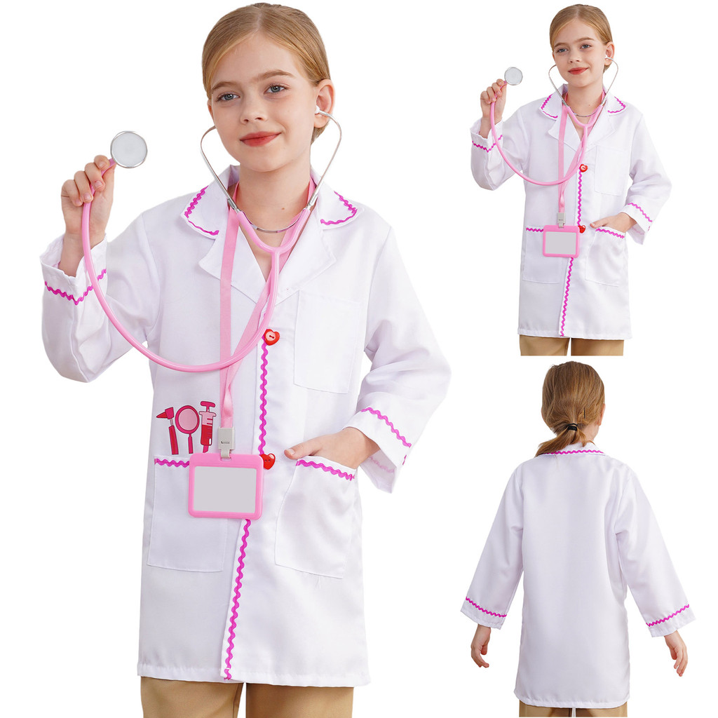 Inhzoy Trẻ Em Bác Sĩ Trang Phục Hóa Trang Bác Sĩ Quần Áo Có Ống Nghe Đồ Chơi Và Thẻ Làm Việc Tập Đi 