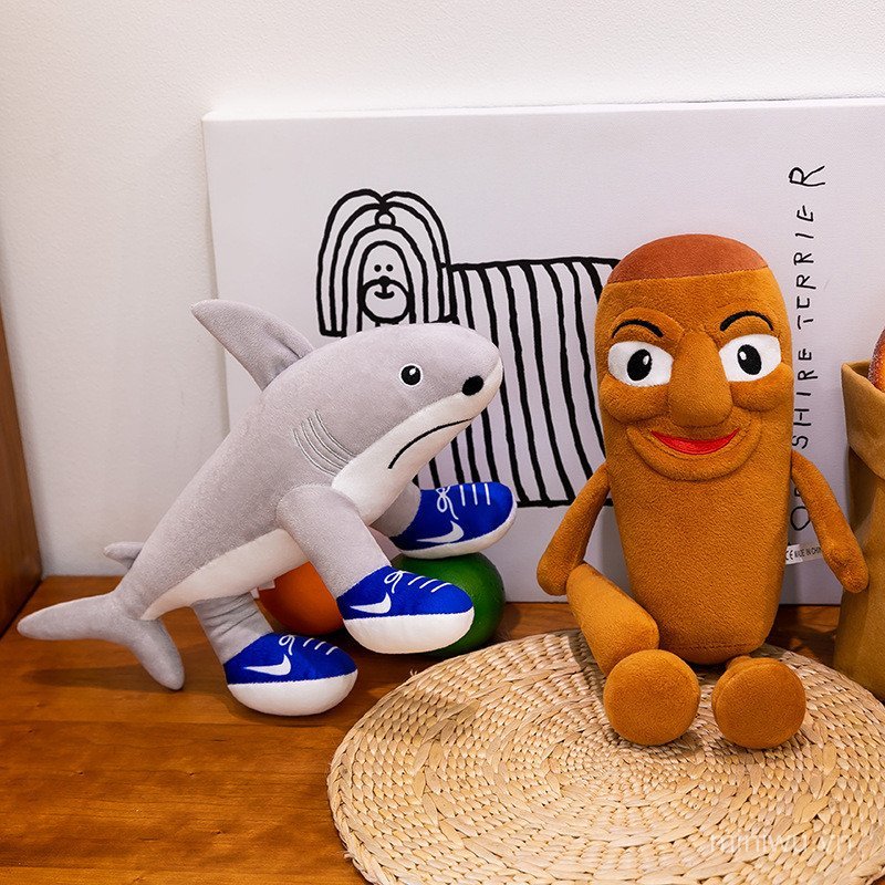 Plush Toy Shark Doll Wooden Man Puppet Prank Doll