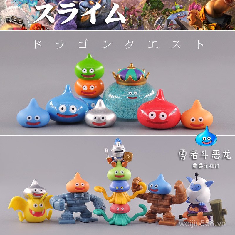 Bán chạy SQEX ĐỒ CHƠI Nhật Bản Số lượng lớn Dragon Quest Mô hình cao su mềm Slime King Jenga Đồ tran