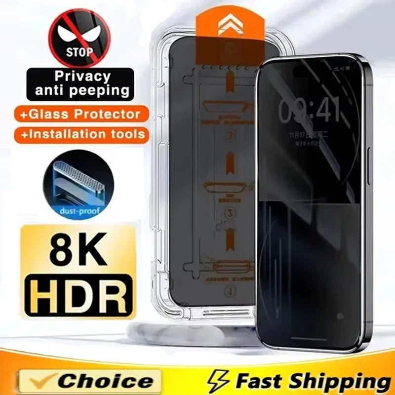 Cài đặt miễn phí bụi Bảo vệ màn hình riêng tư cho IPhone 13 11 12 14 15 16 Pro Max Mini14 15 16E 17E