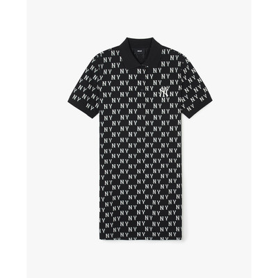 MLB - Đầm polo nữ mini cổ bẻ tay ngắn hoạ tiết monogram_3FOPM0643-50BKS