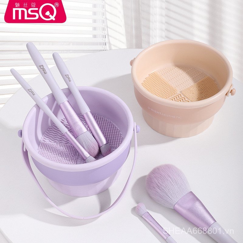 MSQ / MSQ Cọ Trang Điểm Làm Sạch Đĩa Giặt Sấy Tích Hợp Silicon Chà Dụng Cụ Làm Sạch Puff Không Làm T