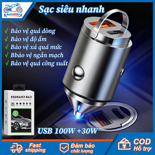 Tẩu Sạc Nhanh Ô Tô PD 100W - Thiết Kế Ẩn, Nhỏ Gọn, Sạc siêu nhanh, Cắm Phù Hợp Ổ Diêm Trên Mọi Dòng Xe