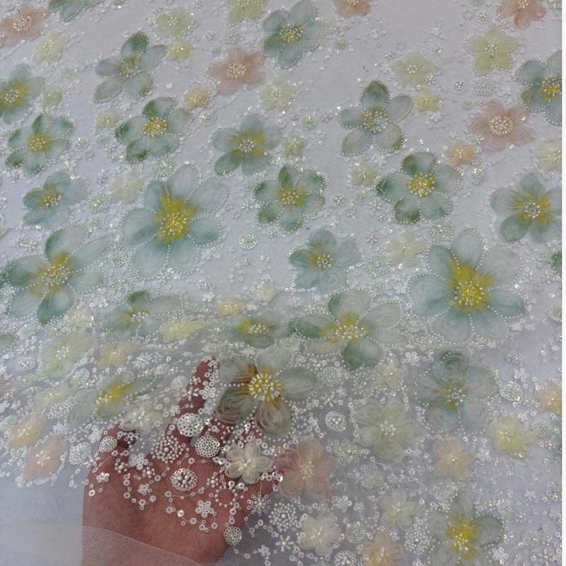 130CM * 1Yard Beaded And Heavily Embroidered Formal Wear Party Fabric