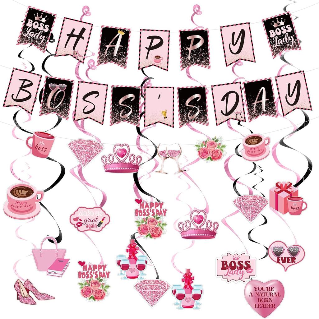 Harloon 39 Chiếc Happy Boss 's Day Treo Đồ Trang Trí Bao Gồm 3 No DIY Boss Day Banner 24 Lady Cutout
