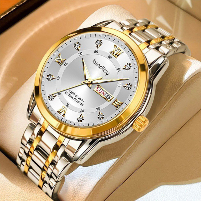 Đồng hồ đeo tay trong nước Kinh doanh Đồng hồ nam chính hãng Đồng hồ nam vàng dạ quang Đồng hồ thạch anh hoàn toàn tự động phi cơ khí