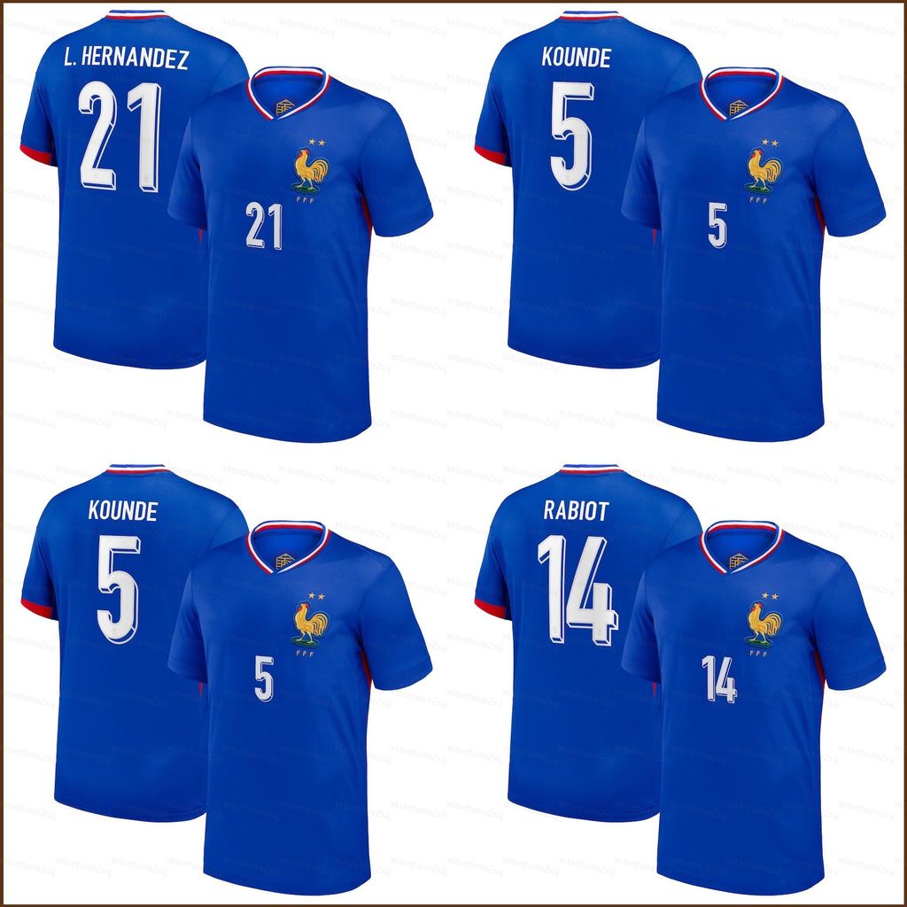 Nhân vật chính của Jersey Bóng Đá Cúp Châu Âu Pháp Hernandez Kounde Rabiot, phù hợp mọi kích cỡ từ t