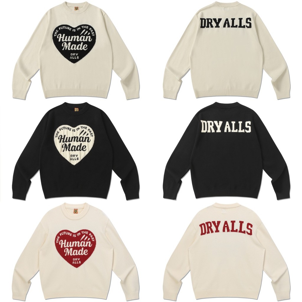 HUMAN MADE Japanese Style Retro Heart Sweater ins JJ Lin Same Style Autumn Winter Knitted Long Sleev