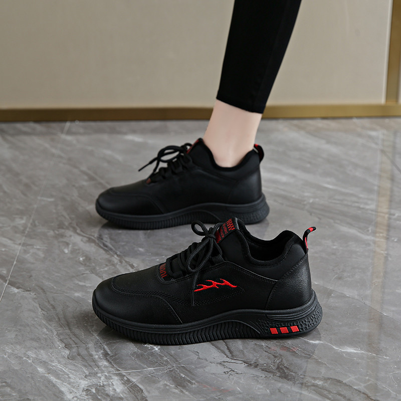 Women's Lace-Up Shoes Fashion Korean Style Autumn Leather Casual Shoes Black Work Shoes2607Women's S