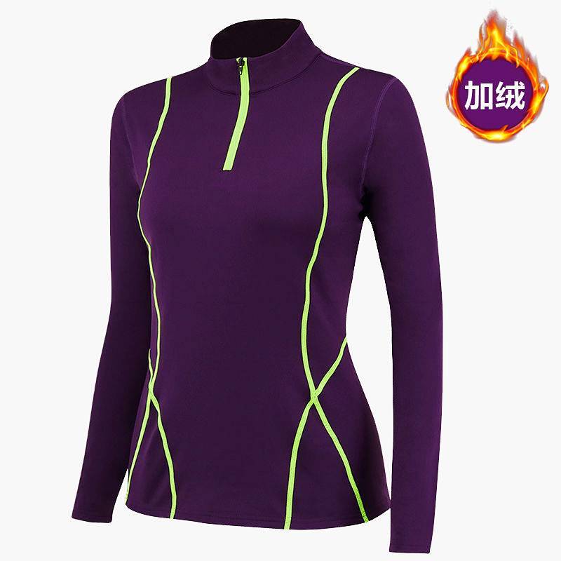 【Ready Stock】 Yoga Clothes Women's Training Long Sleeve Autumn and Winter Fleece-Lined Warm Exercise