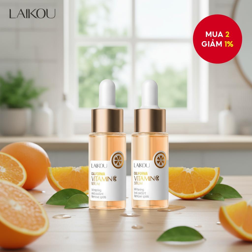 LAIKOU 2 lọ Serum Vitamin C – Làm sáng da, giảm nếp nhăn & tàn nhang