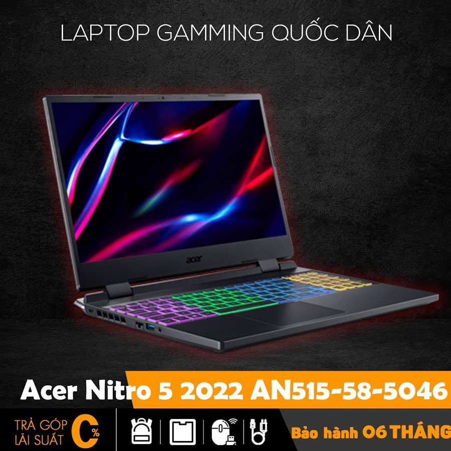 Acer Nitro 5 2022 An515-58-5046 Ryzen 7-6800H, 16GB, 512GB, RTX 3050 4GB, 15.6 inch Full HD, Like Ne
