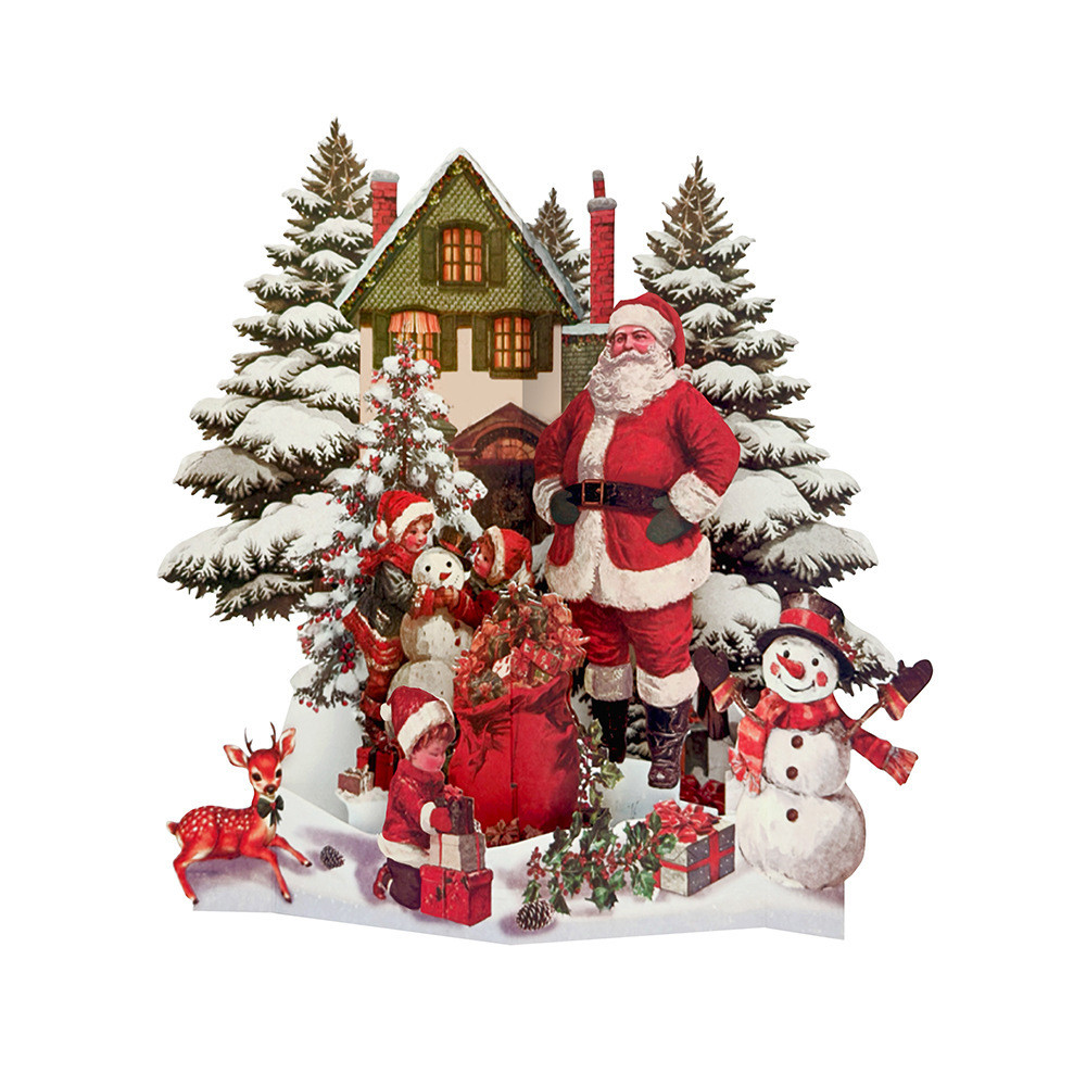 Thiệp chúc mừng 3D mới Giáng sinh lều tuyết rừng nai sừng tấm nai sừng tấm Thiệp chúc mừng ba chiều 