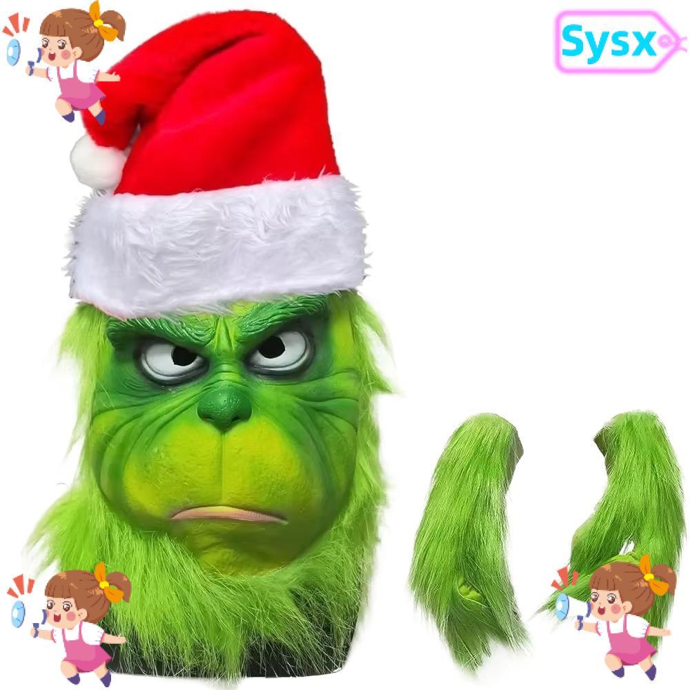 SYSX Grinch, Mũ đội đầu Grinch cao su Anime, Fur Freak Masquerade Grinch Masque Halloween