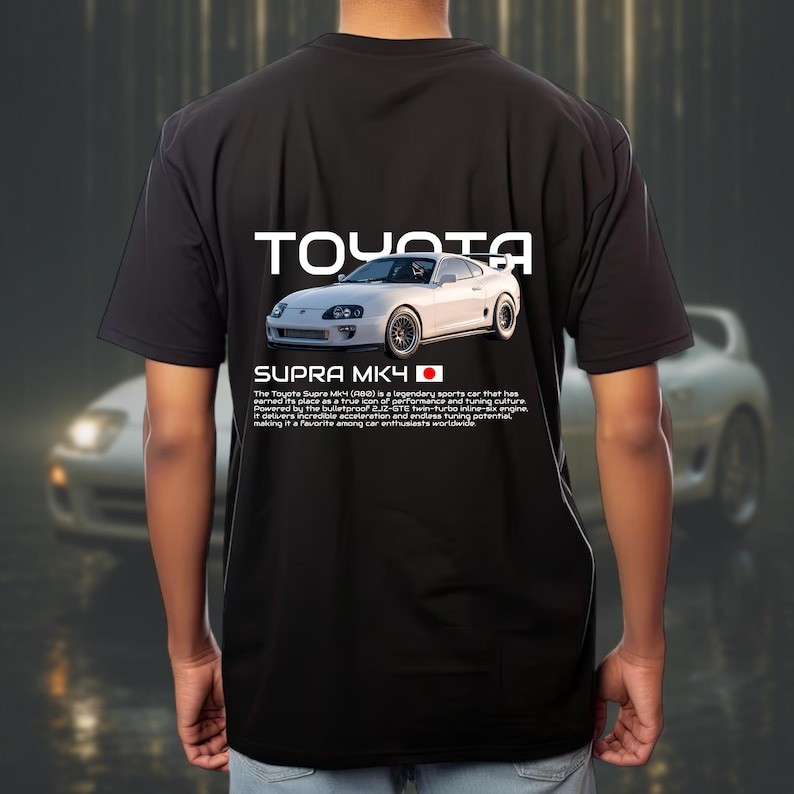 Hàng sẵn có Áo thun Toyota Supra MK4 JDM, 100% cotton, phù hợp người yêu xe hơi