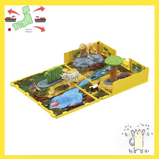 [Japanese Version] Takara Tomy Ania Ania Illustrated Book: First Animals Savanna Life Set - Animals 