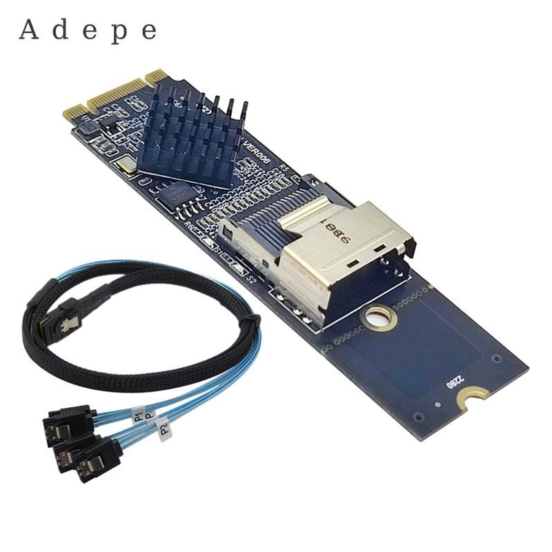 M.2 NVMe to Mini SAS 36 Pin SFF-8087 SATA 3.0 Bộ điều khiển thẻ mở rộng Bộ chuyển đổi thẻ cắm và chạ
